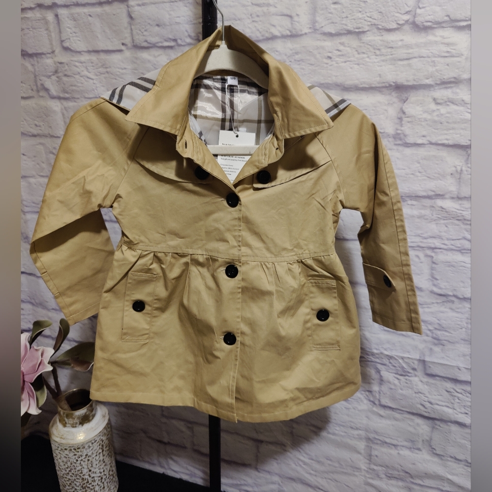 Betusline Girl's Single Breasted Trench Coat Dress Outerwear